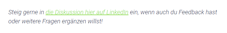 Hinweis auf LinkedIn-Diskussion im Blog