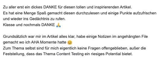 Content Pre-Testing Feedback Beispiel 1