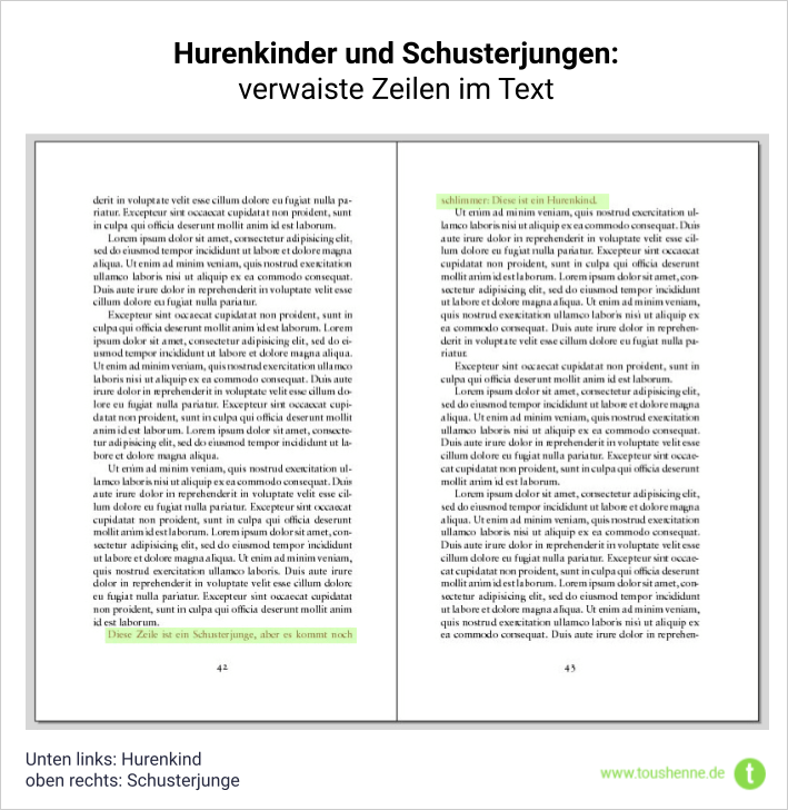 Unvorteilhafte Umbrüche von Absätzen