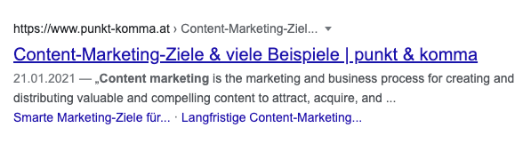 Auszug aus den Google SERP