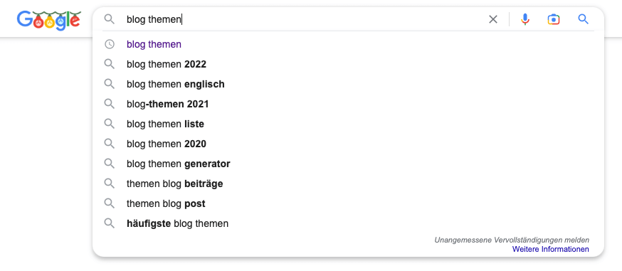 Google Suchvorschläge