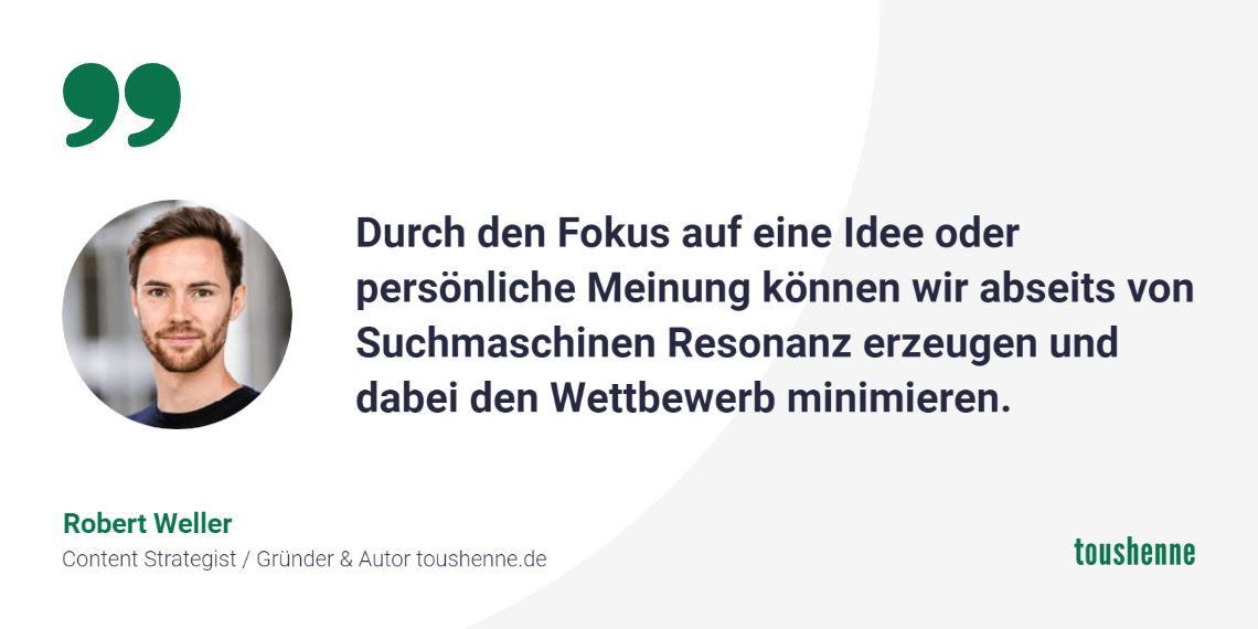 Zitat von Robert zum Fokus auf Ideen und Meinung