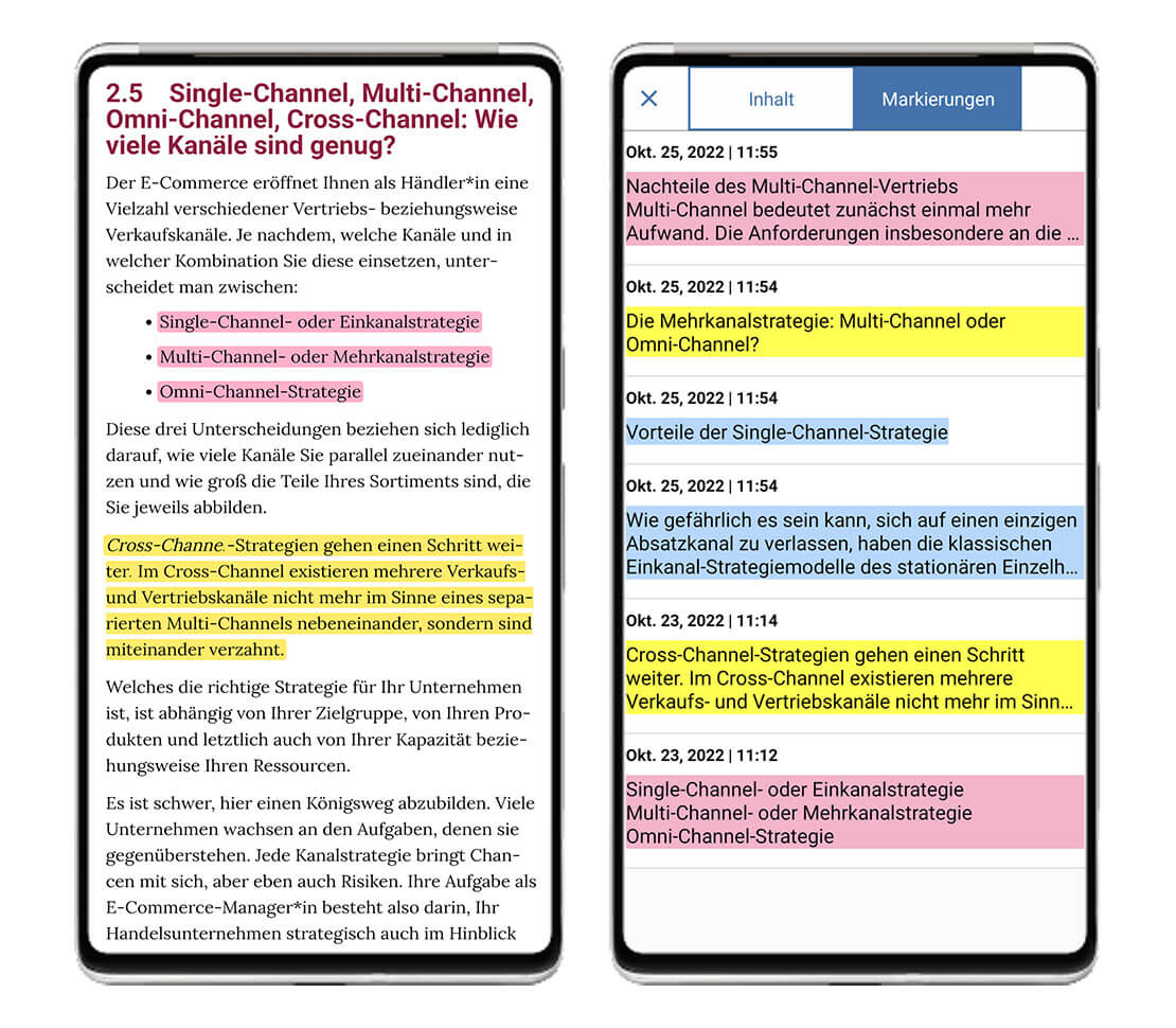 Text-Markierungen in der Rheinwerk App