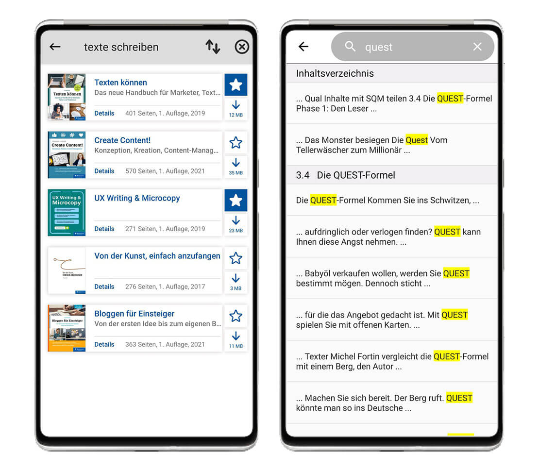 Suchfunktion in der Rheinwerk App