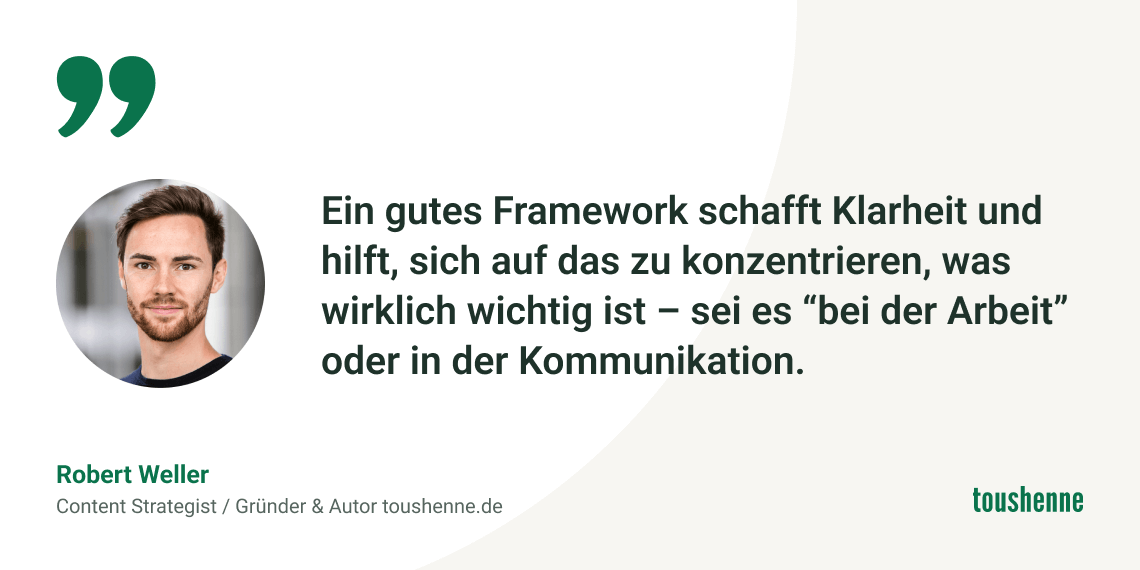 Frameworks schaffen Klarheit (Zitat als Titelbild)