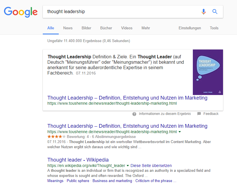 Beispiel für Google Rich Snippets
