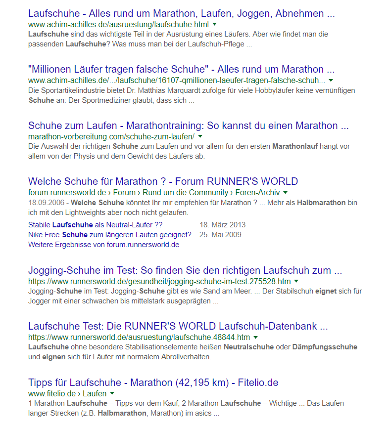 Google Voice Search Ergebnisse