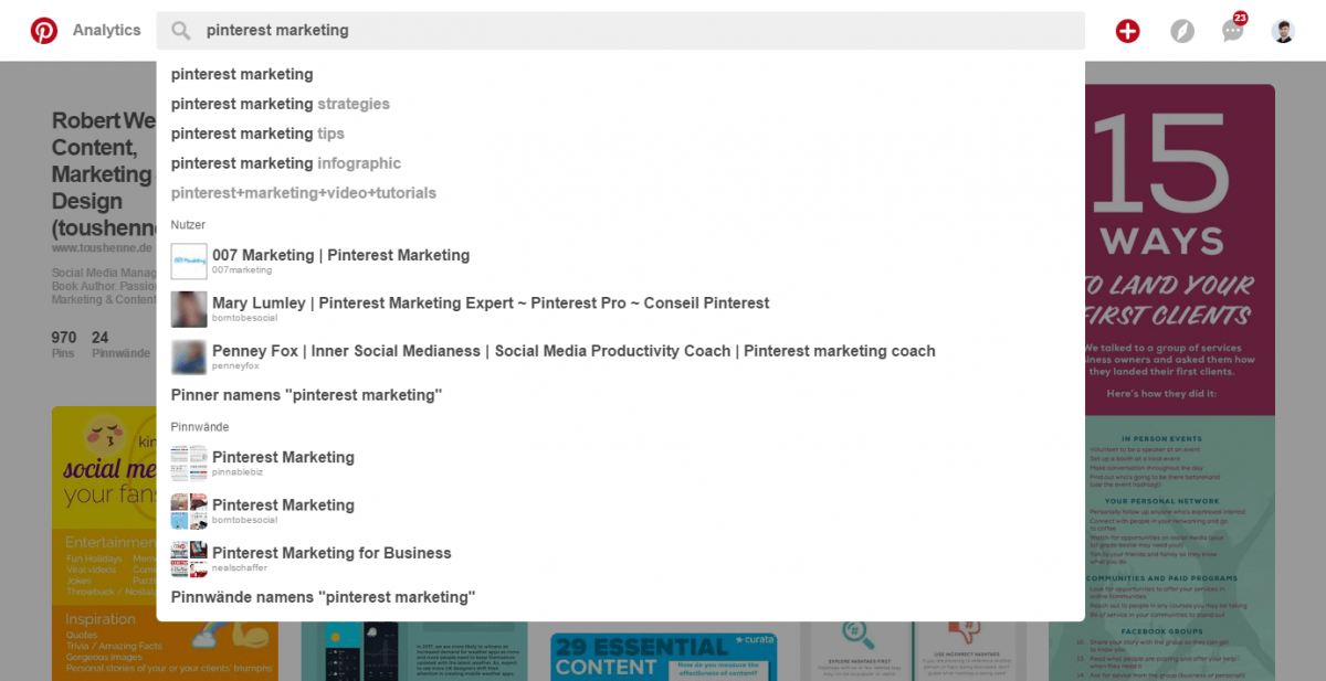 Pinterest Instant: Semantisch verwandte Suchbegriffe finden