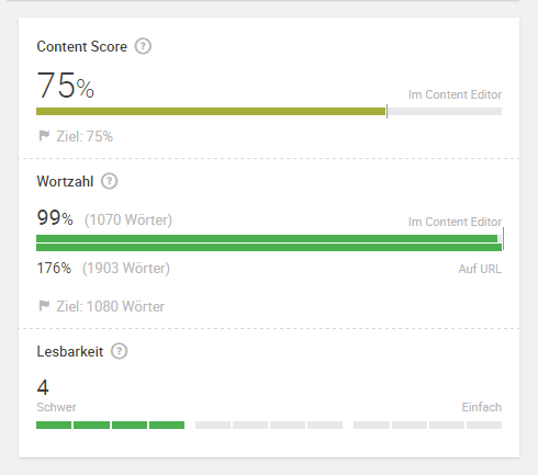 Content Scoring mit Searchmetrics
