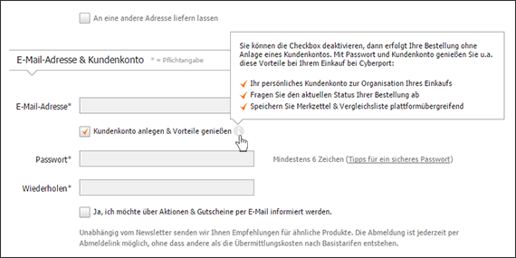 Tooltip in Formularen