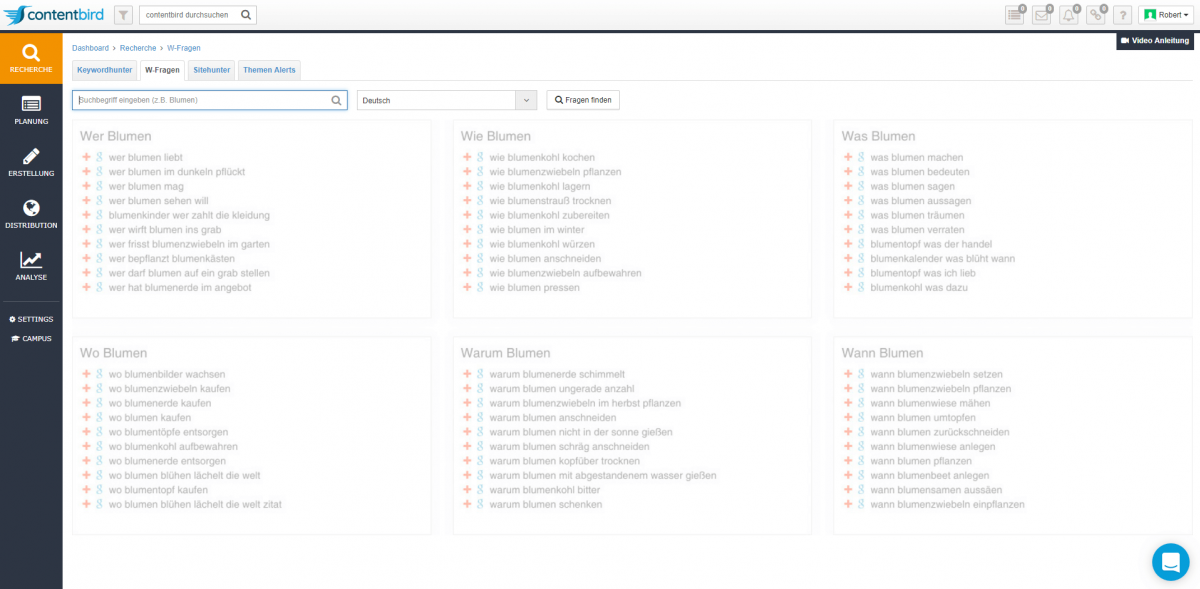 W-Fragen-Tool von contentbird W-Fragen-Tool von contentbird