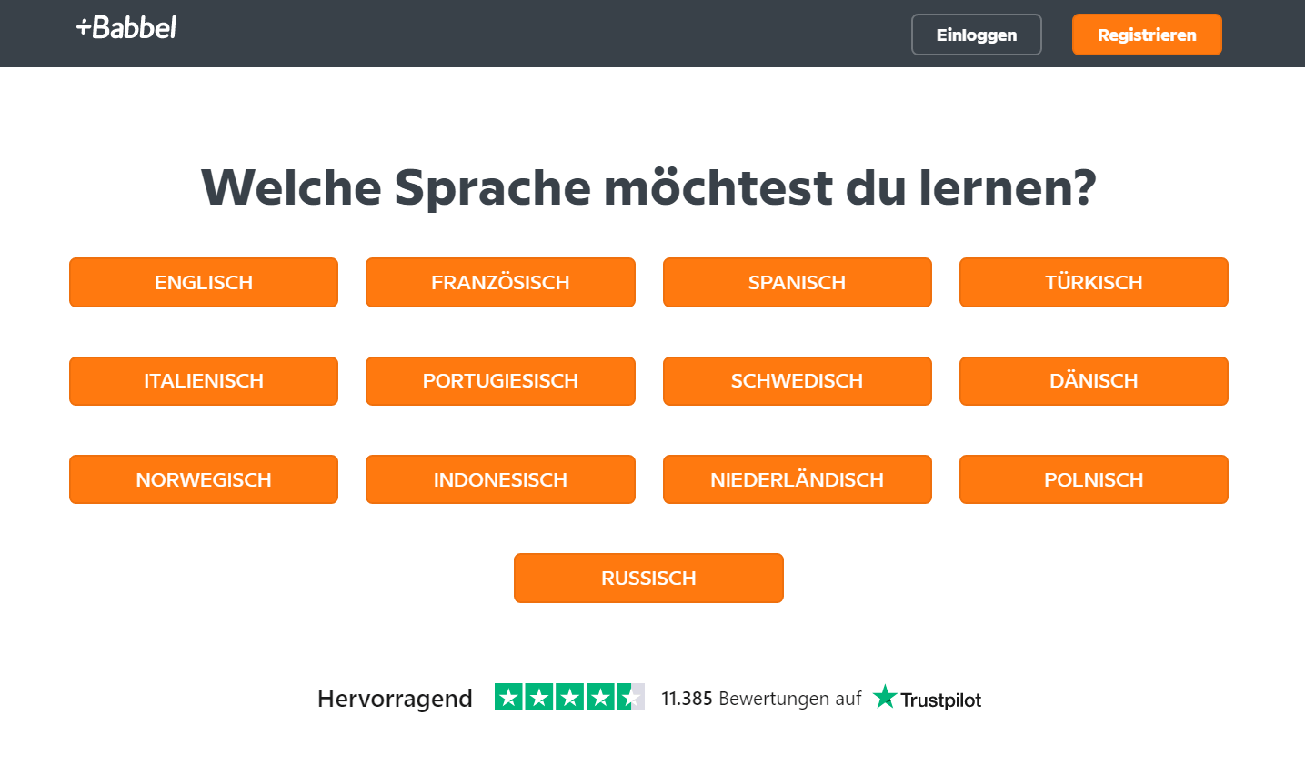 Click-Through Landing Page Beispiel: Babbel