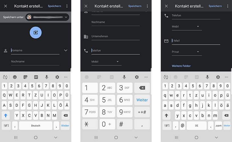 Passende Smartphone Keyboards in Formularen