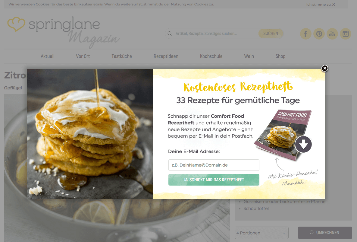 Springlane Magazin mit Conversion Content
