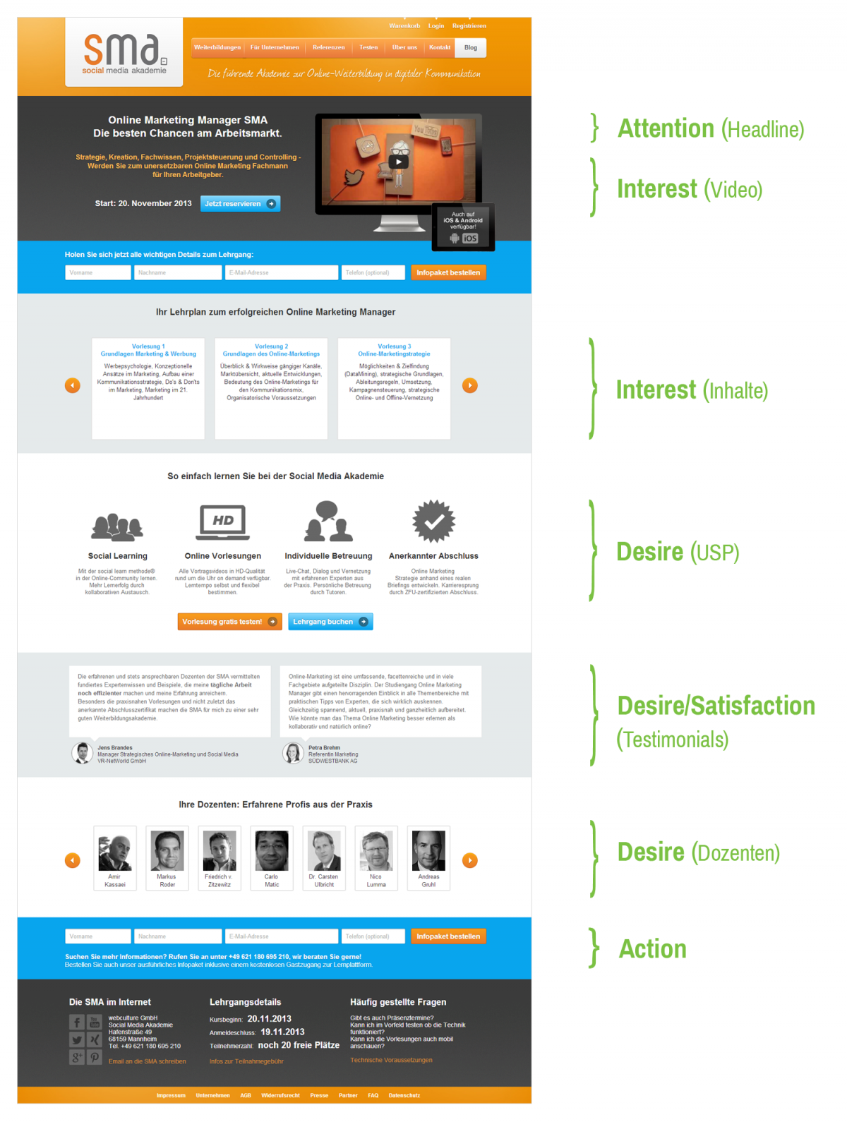 Landing Page Beispiel AIDA-Modell