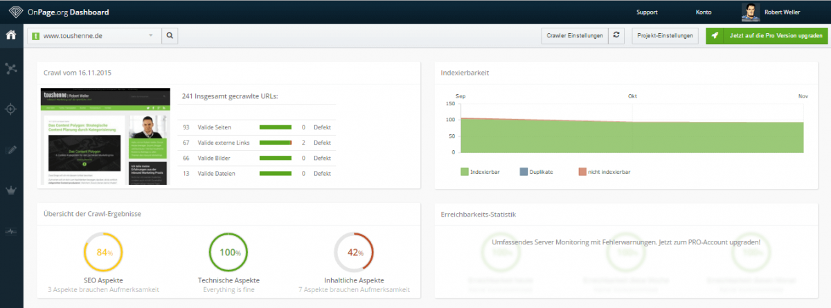 OnPage.org Dashboard