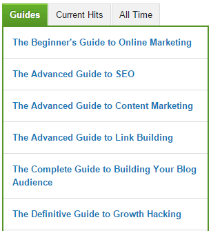 Content-Kategeorisierung bei Quick Sprout
