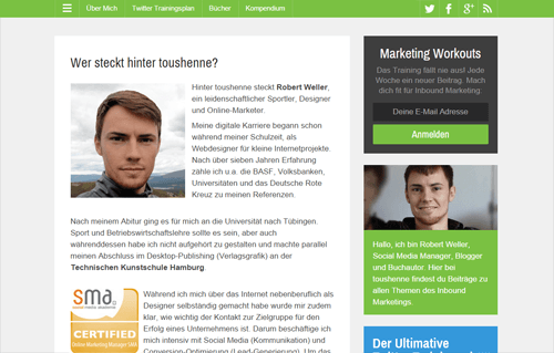 toushenne Über mich Seite