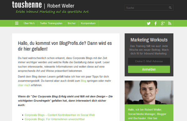 Landingpages für Gastbeiträge auf toushenne.de