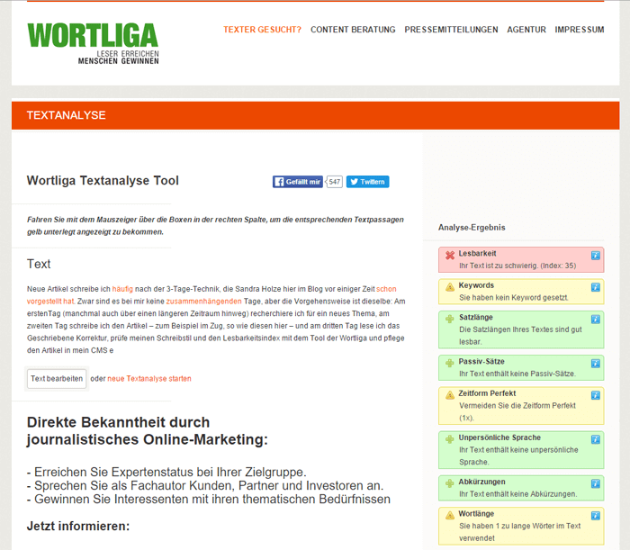 Wortliga Textanalyse